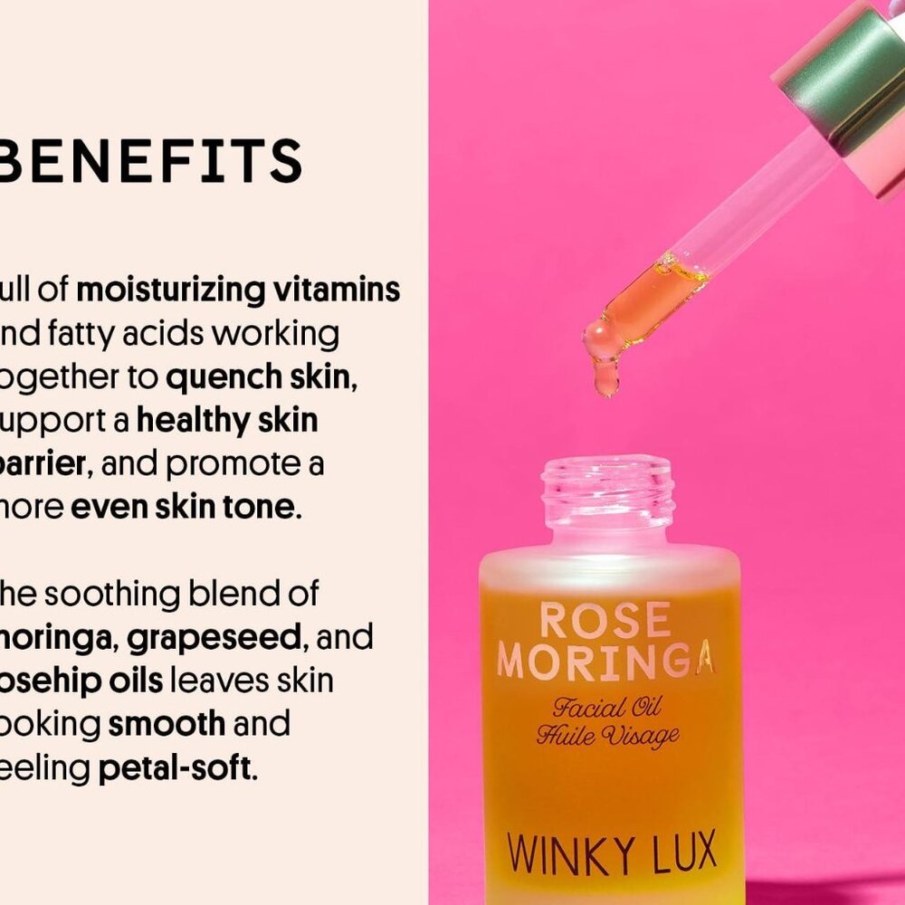 Winky Lux Rose Moringa Facial Oil - NEW. 1 fl. oz - NEW in original box - Picture 2 of 2